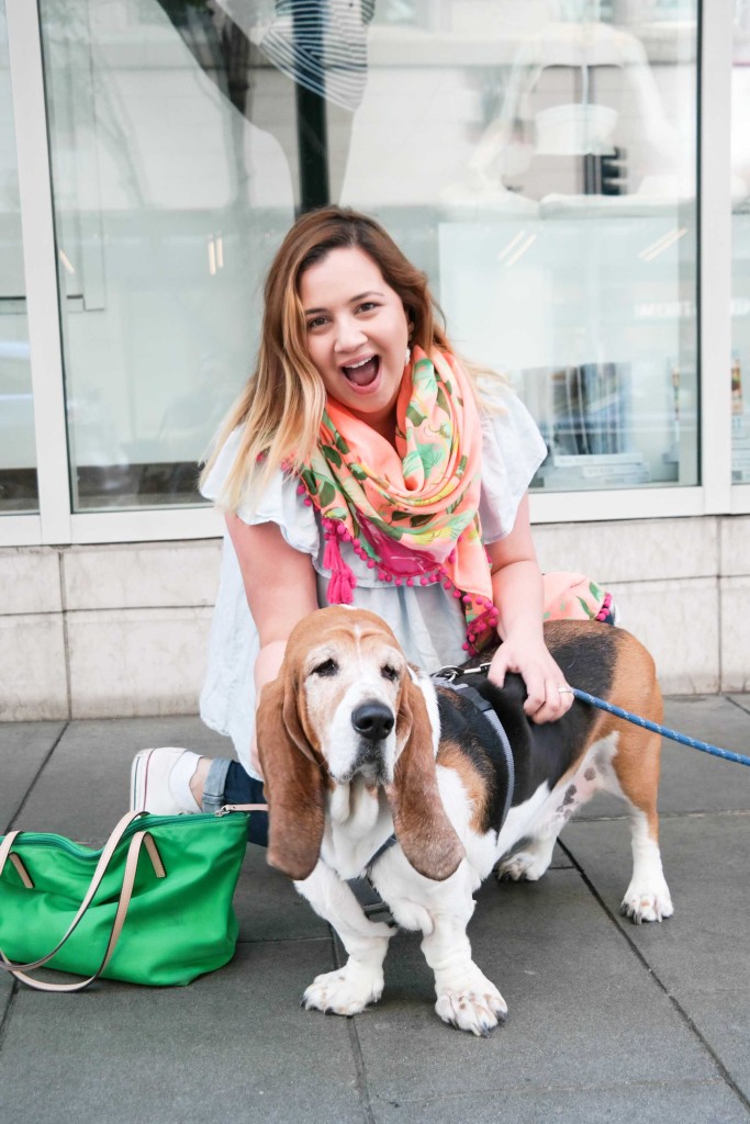 Nicole-meets-a-basset-in-Seattle