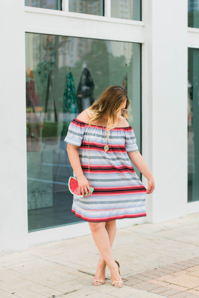 During the Texas heat, a flowy off the shoulder dress is the best way to keep cool. 