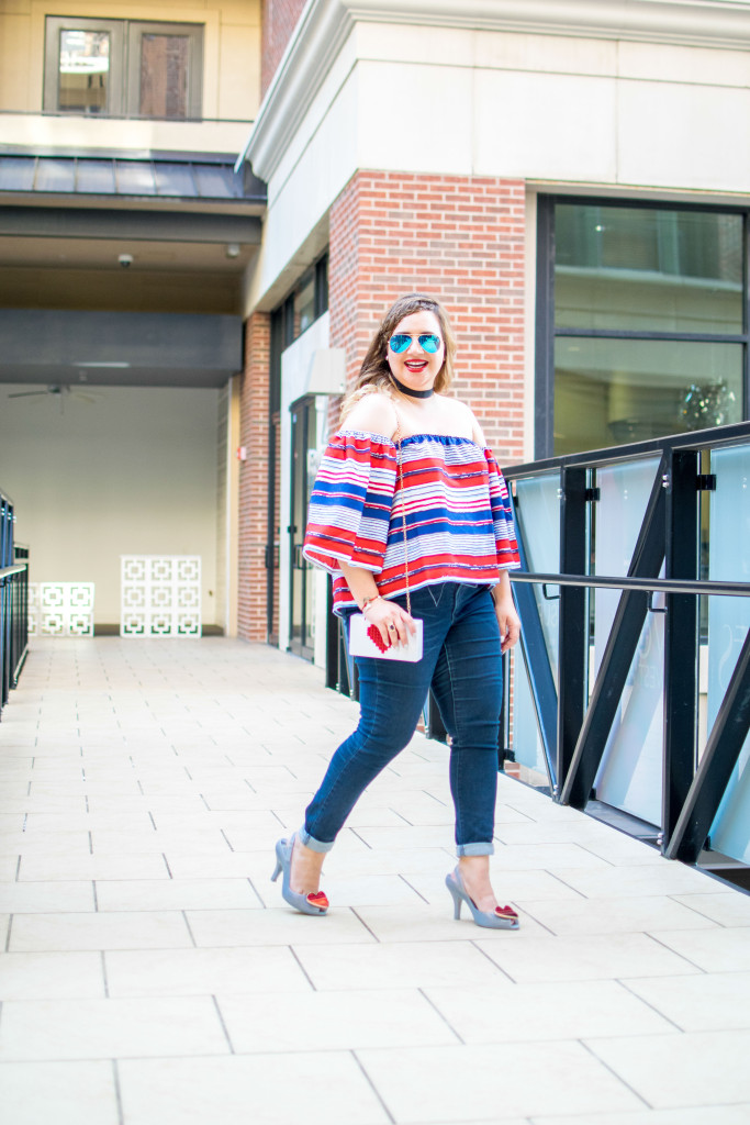 My favorite jeans from Target and this off the shoukder top make up my end of summer uniform.