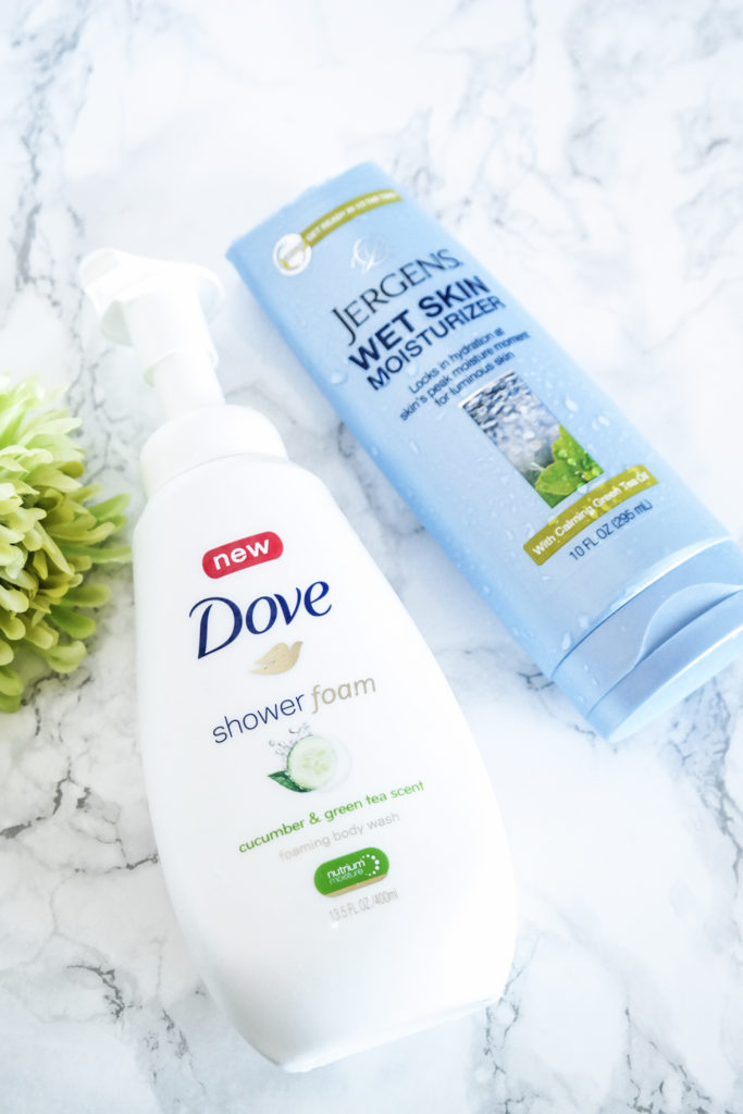 Dove-Shower-Foam-and-Jergens-Wet-Skin-Moistruizer-Lipstick-and-Brunch