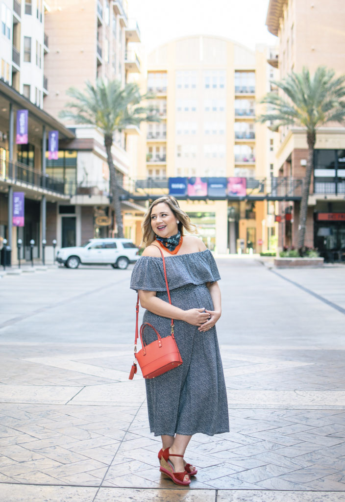 Ingrid & Isabel Off The Shoulder Dress and Neckerchief - 26 Week Bumpdate-Lipstick and Brunch-04