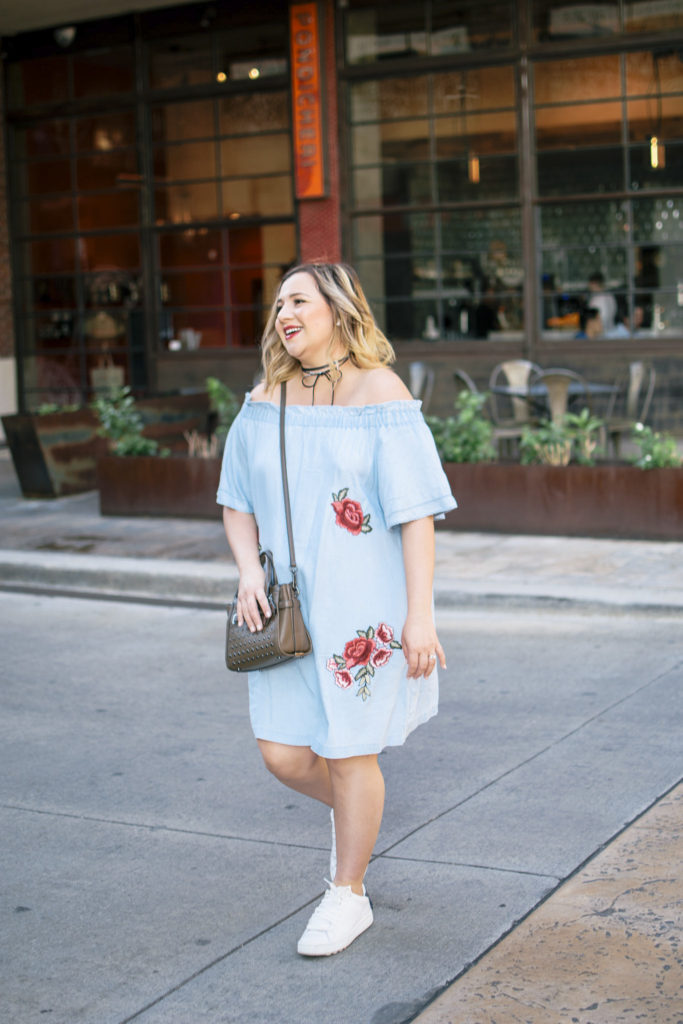 Off the shoulder embroidered dress from JCPenney and 24 Week BumpDate-Lipstick and Brunch-5