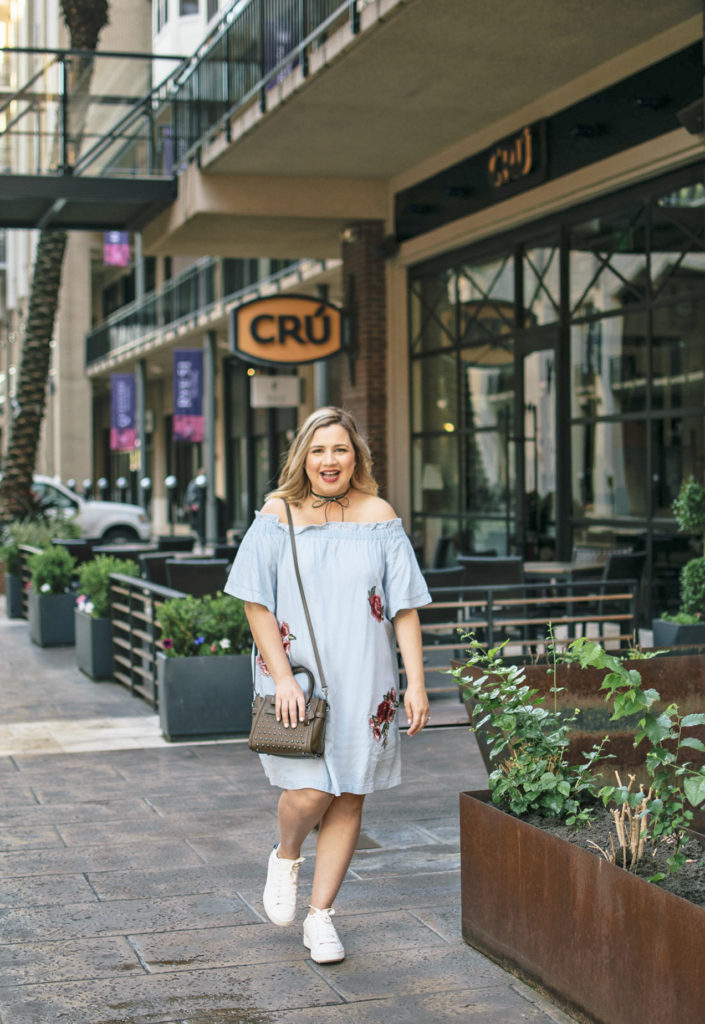 Off the shoulder embroidered dress from JCPenney and 24 Week BumpDate-Lipstick and Brunch-66