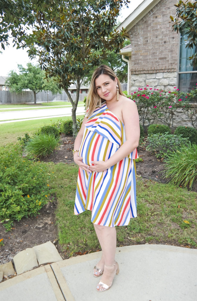 30-Week-Bumpdate-and-ASOS-Striped-Off-The-Shoulder-Dress-Lipstick-and-Brunch