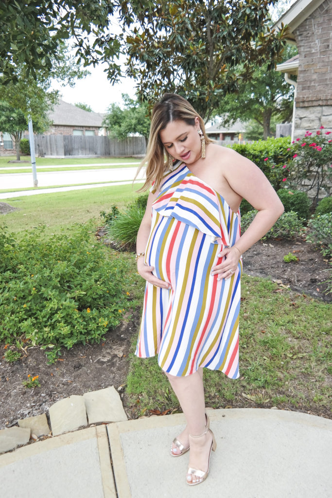 30-Week-Bumpdate-and-ASOS-Striped-Off-The-Shoulder-Dress-Lipstick-and-Brunch